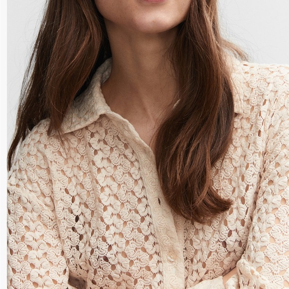 Mango off-white crochet shirt - Picture 3 of 6